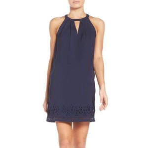 Greylin Laser Cut Crepe Dress